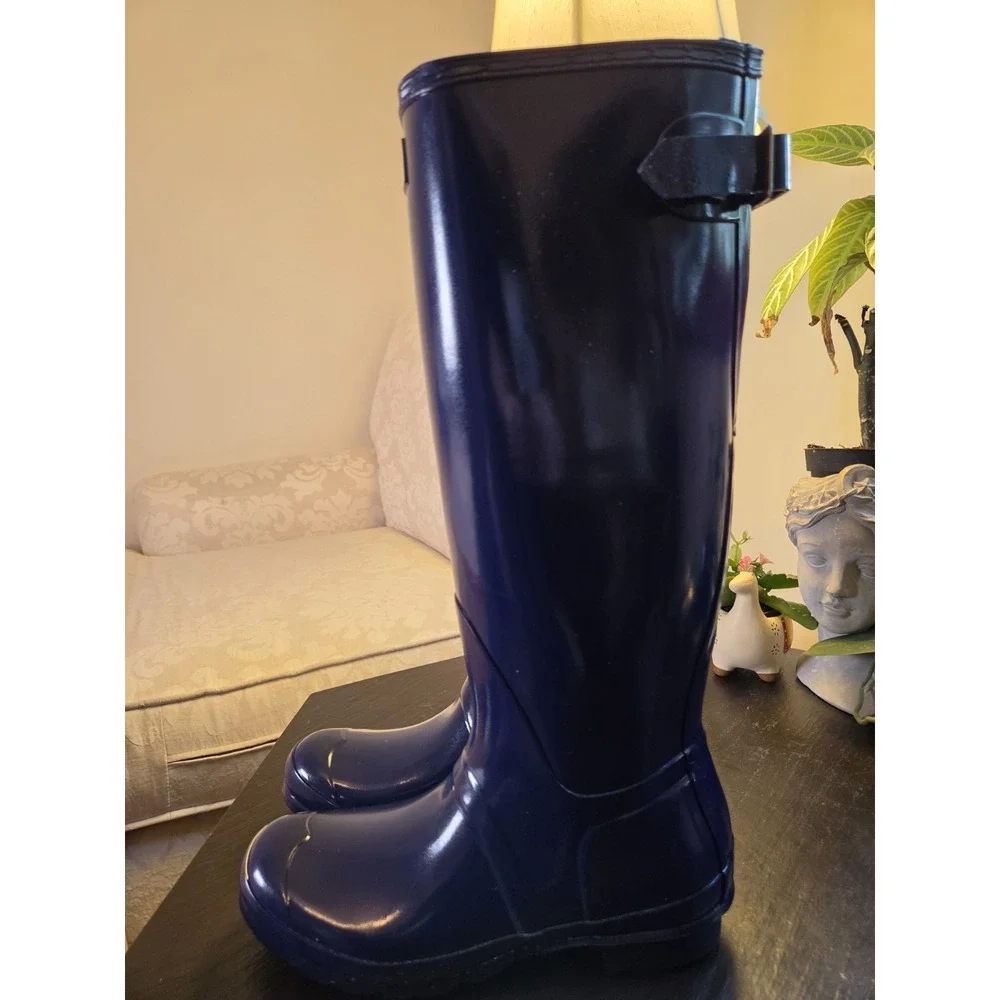 Hunter Org Wms Tall Rain Boots Melody Back Ad Gloss Rubber WP Wellies 9 NEW $190